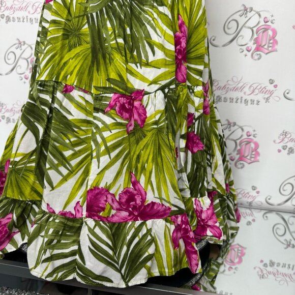 Brandy Melville dress tropical 🌴 green white pink open back strappy beach 🏖️ - Picture 3 of 14